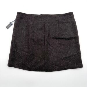American Eagle Outfitters Womens Wool Blend Mini Skirt Heathered Dark Brown
